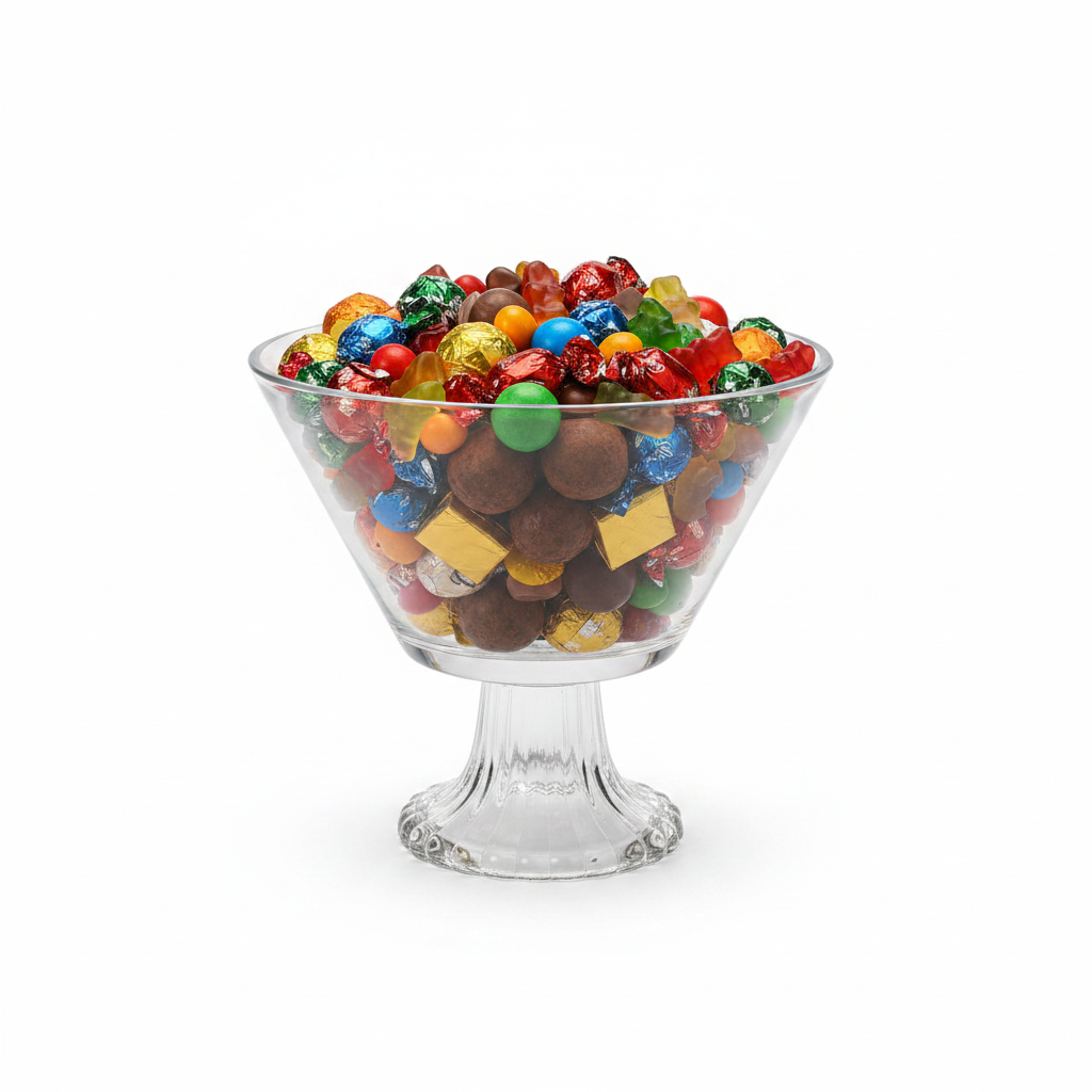 Crystal Glass Footed Candy Bowl - 15×15 cm