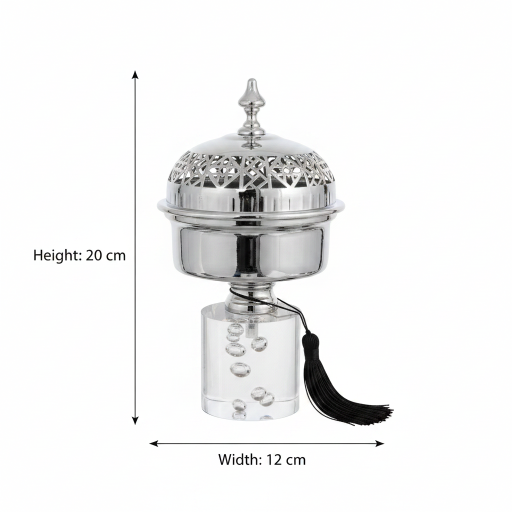 Acrylic Footed Silver Metal Candy Bowl with Lid - Large 20×12 cm