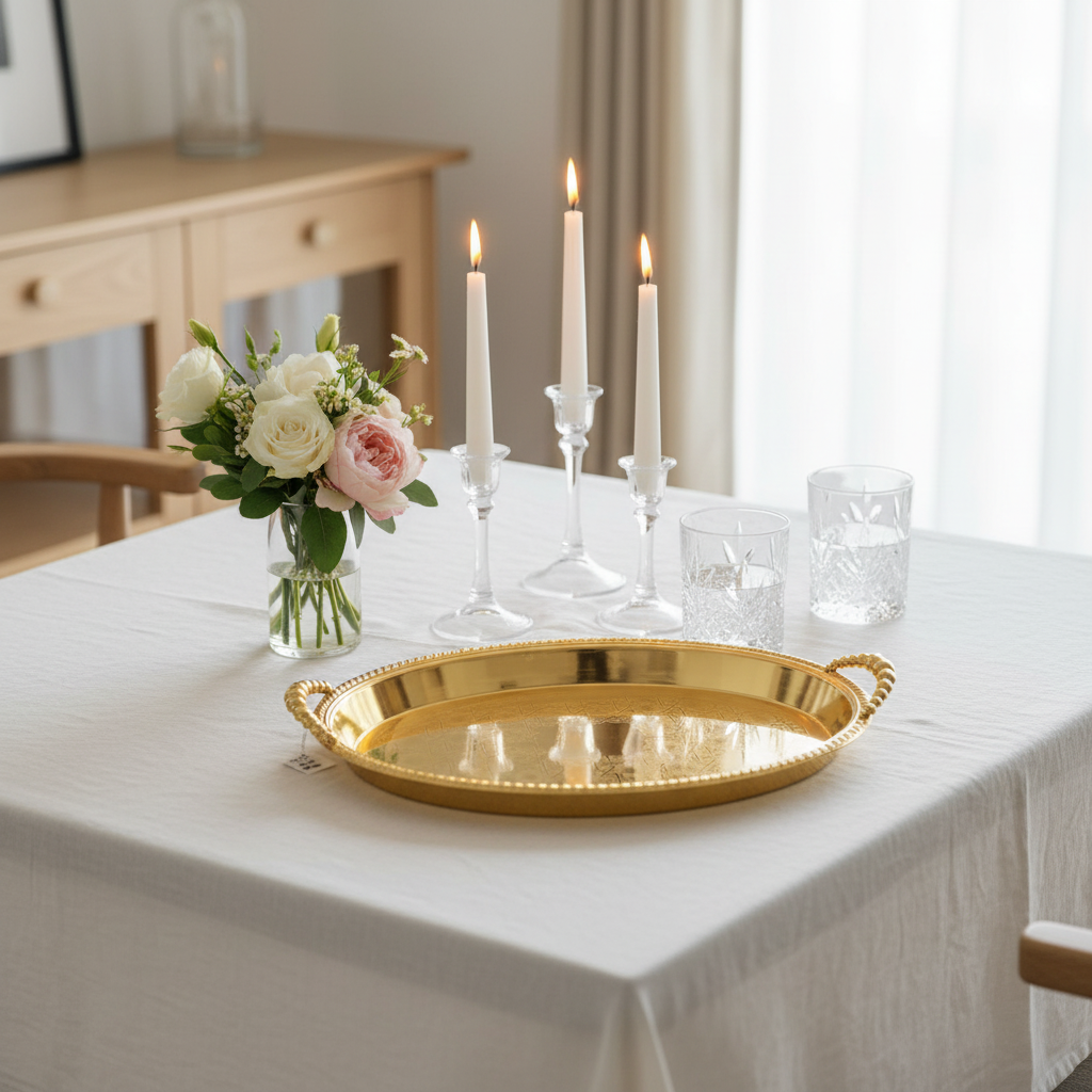 Pilsco Gold Metal Oval Serving Tray - 45×32cm