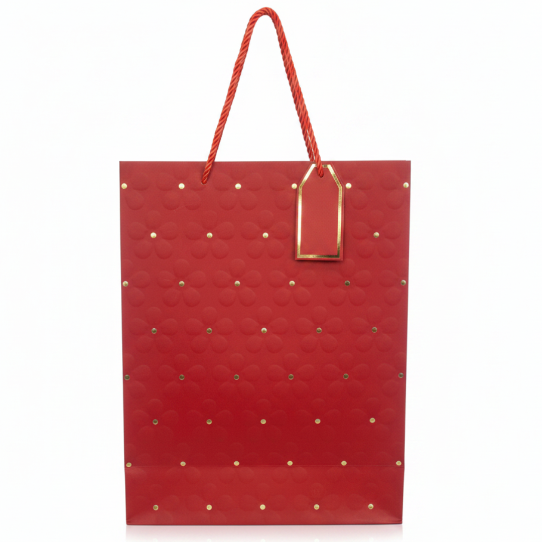Elegant Paper Gift Bag with Gold Polka Dots & Twisted Rope Handles | Large 40×30cm |