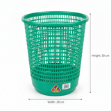 Family Round Plastic Dust Bin — 30×28 cm -  Blue / Green / Orange