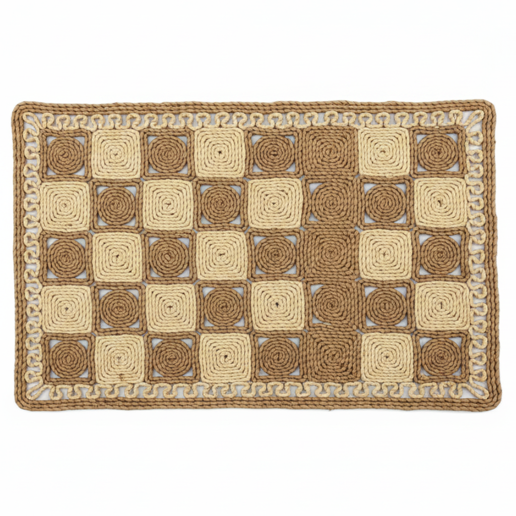 Rectangular Rattan Door Mat Natural Woven Entrance Rug - 75×50cm