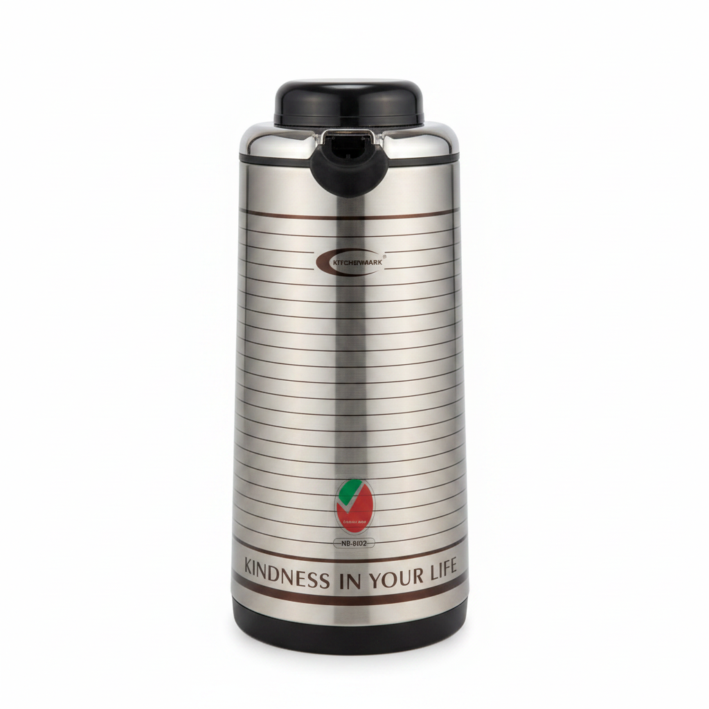 Kitchen Mark Silver & Black Stainless Steel Vacuum Flask - 1300ml / 1600ml