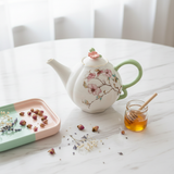 Angela White & Mint Green Ceramic Teapot - 800ml