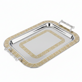 Germax Luxury Gold & Silver Stainless Steel Serving Tray with Handles — 55×34 cm