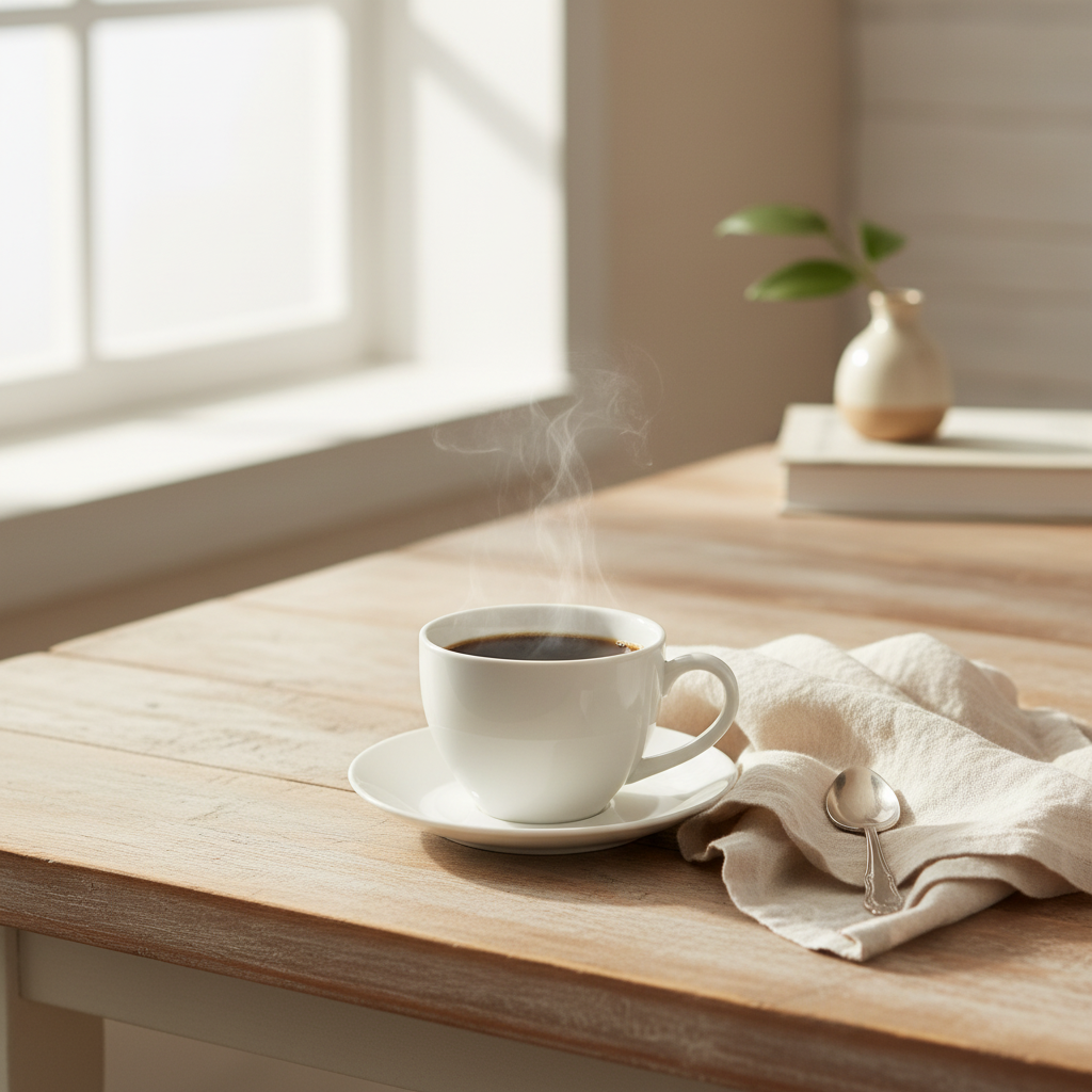 Porceletta White Ceramic Cup & Saucer Set — 200ml