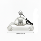 Silver Metal Candy Bowl with Filigree Base & Dome Lid — 20×13 cm