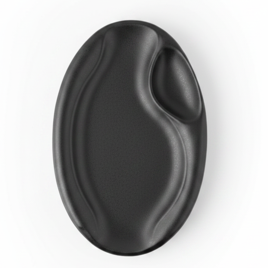 Black Matte Ceramic Oval Serving Plate – 18×30cm