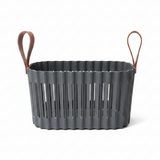 Sun Plast Plastic Basket with Handle - 15 × 27 × 18 cm - Grey / Cream