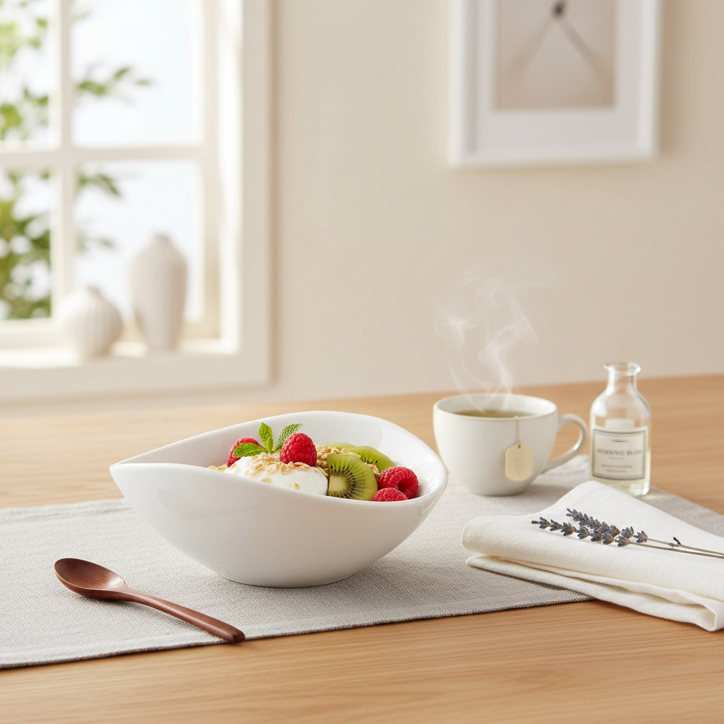 Symphony Elegant 4-Piece White Ceramic Serving Bowl Set – 10 cm