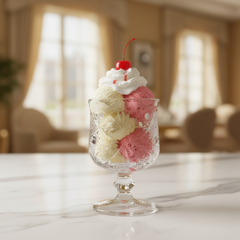 Delisoga Crystal Cut Glass Ice Cream Cup | Diamond Pattern Goblet | 150ml
