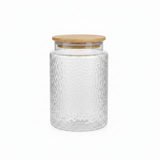 Textured Glass Jar with Bamboo Lid - 800ml / 1000ml