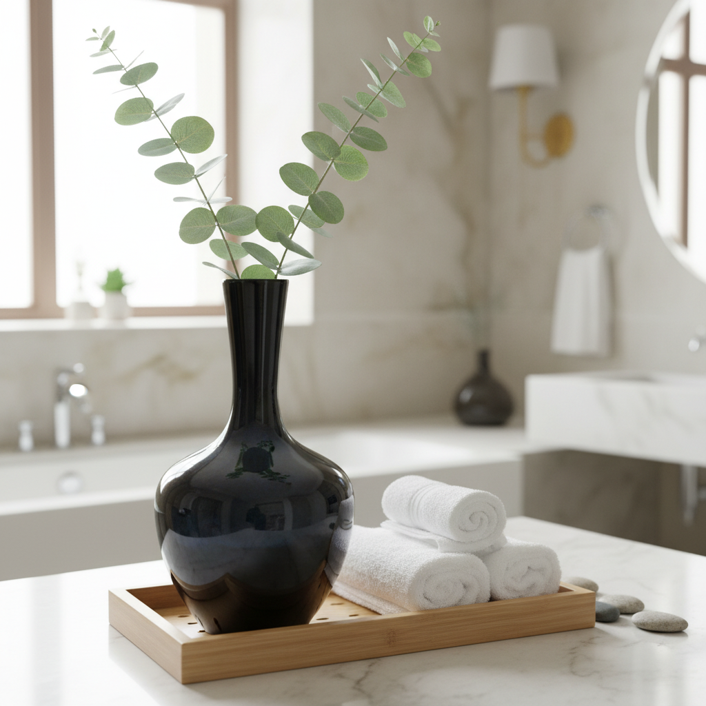Black Glossy Ceramic Flower Vase - 35cm