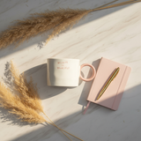 White & Rose Pink Ceramic Mug - 350ml