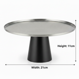 Luhpar Black Wooden Footed Brushed Silver Stainless Steel Cake Stand - 11×21 cm