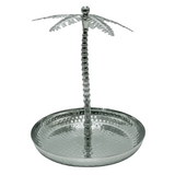 AKDC Round Metal Serving Tray – Elegant Silver Finish, Multipurpose Tray for Dining & Décor, 24 × 29 cm