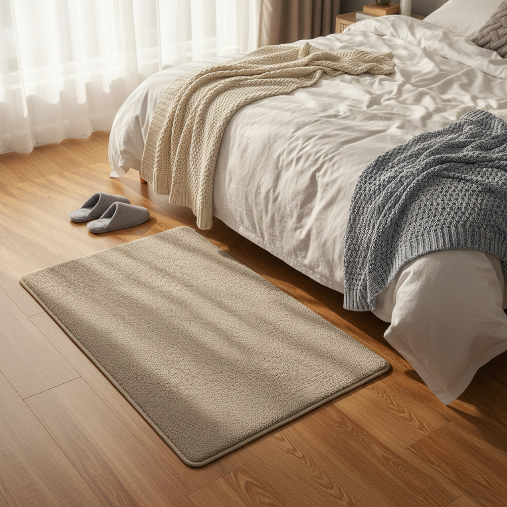 Rectangle Door Mat | Soft Speckled Pile | Non-Slip Backing | Serged Edges | 68 x 44 cm | Beige Sand | Indoor Entrance Rug