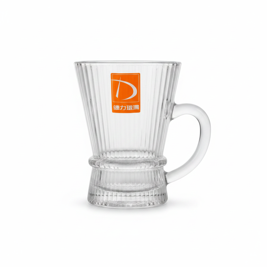 Deli  Ribbed Glass Tea Mug with Handle - 140ml