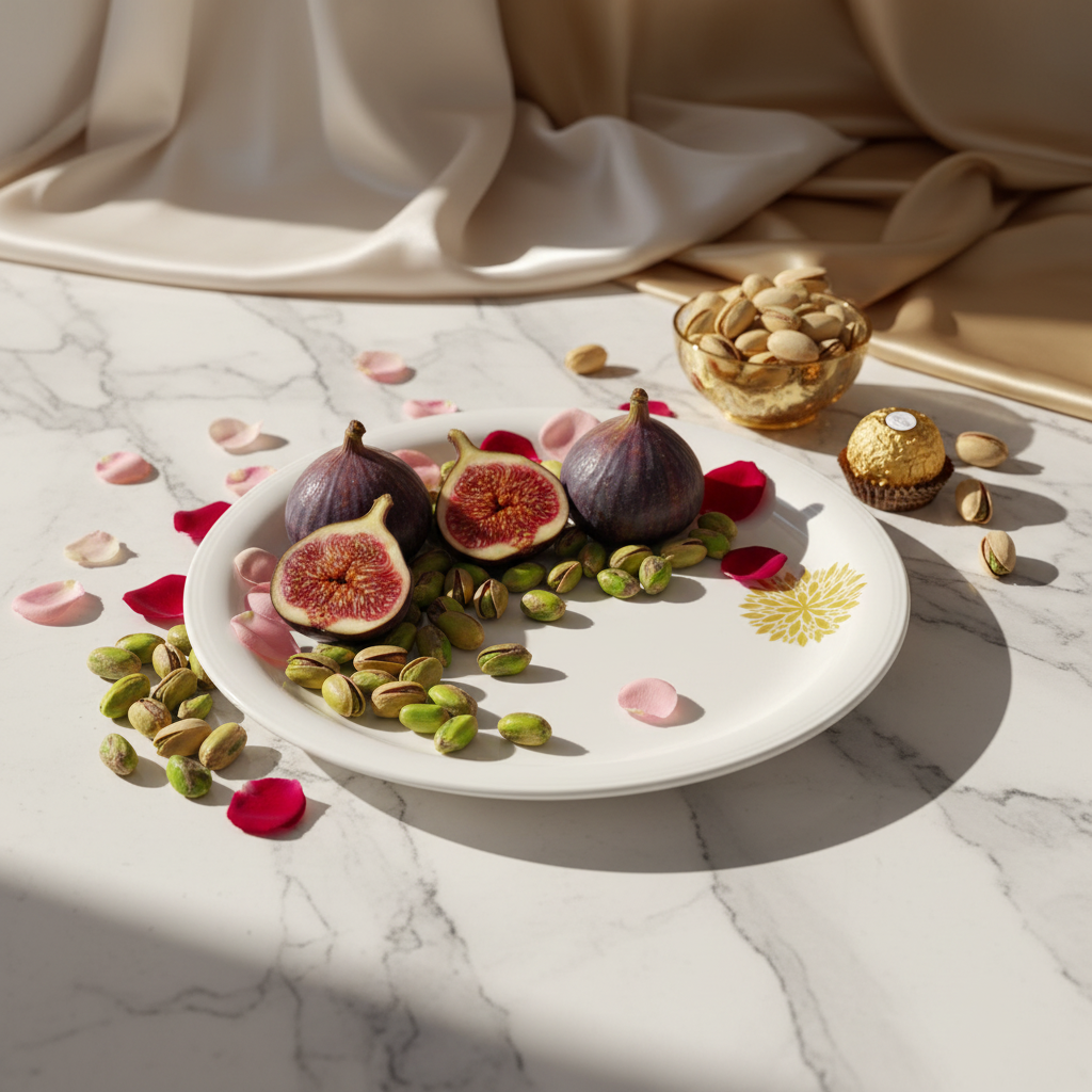 Servewell Off White Melamine Round Plate With Golden Leaves Design | 19CM