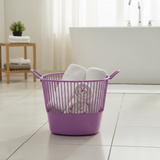 Plastic Laundry Basket with Handles - 36×40 cm - Purple  / Yellow / Green