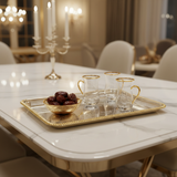 Najib Gold & Silver Metal Serving Tray - 45×30 cm