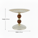 Brown & Gold Footed Cream Metal Candy Tray - 20×25 cm
