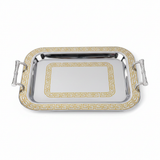Germax Luxury Gold & Silver Stainless Steel Serving Tray with Handles — 55×34 cm