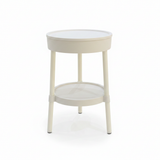 White 2-Tier Round Plastic Side Table - 55×35cm