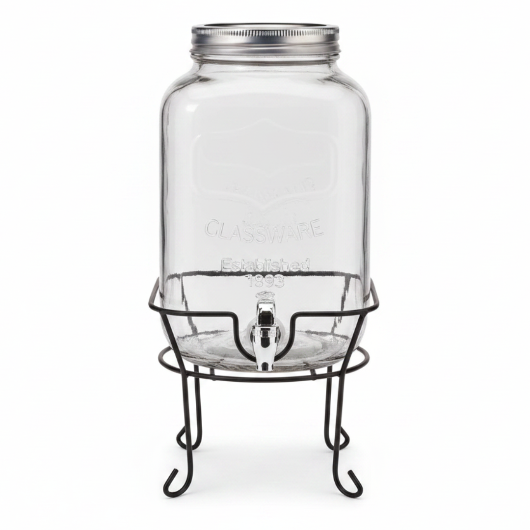 Orchid 8-Litre Glass Beverage Dispenser with Stand & Tap