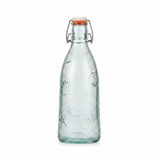Embossed Botanical Glass Bottle with Swing-Top Lid — 800ml