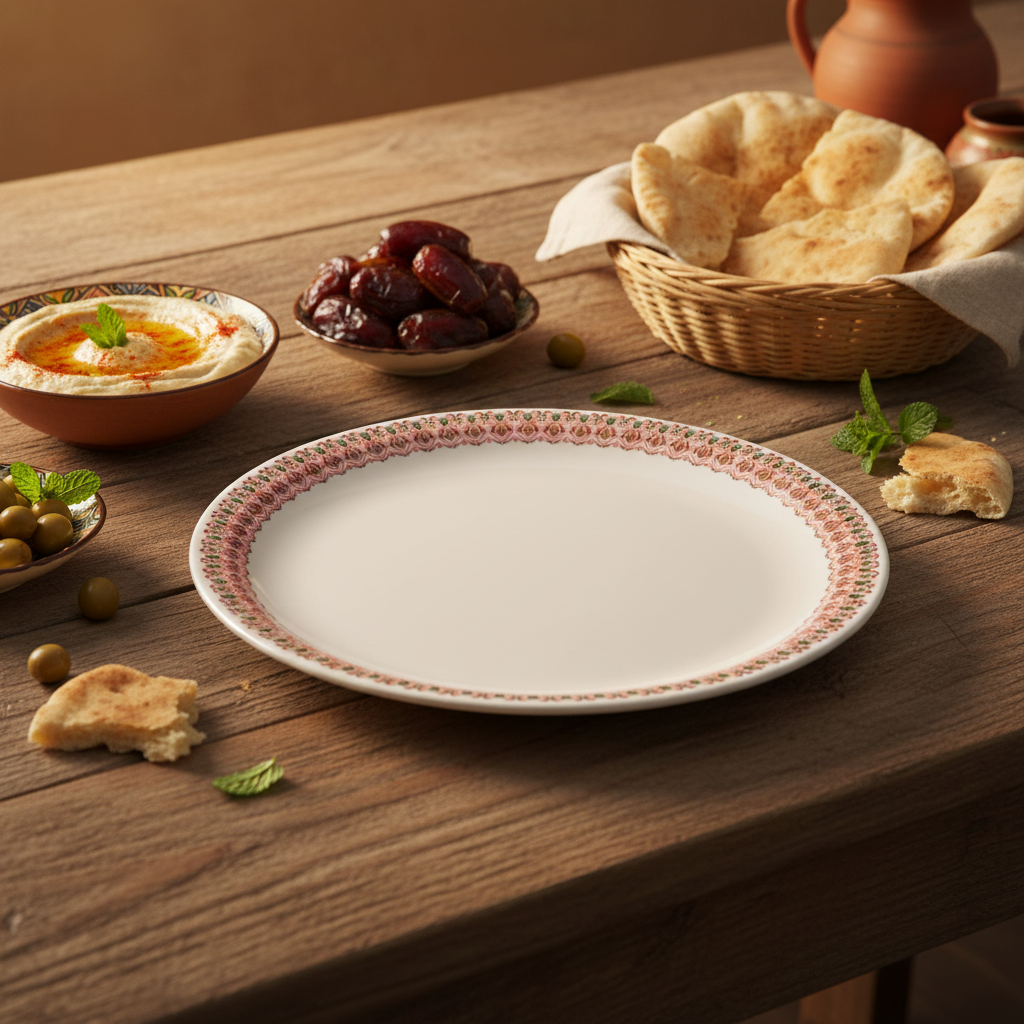 Servewell White Melamine Dinner Plate 28cm | Elegant Floral Border Design