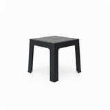 Rattan-Style Plastic Coffee Table - 43×42cm - Black / White