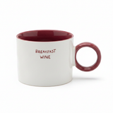 White & Burgundy Ceramic Mug - 350ml