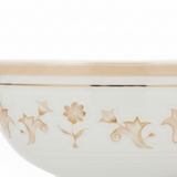 Luhpar White & Gold Embossed Floral Round Ceramic Bowl - 5.5 Inch