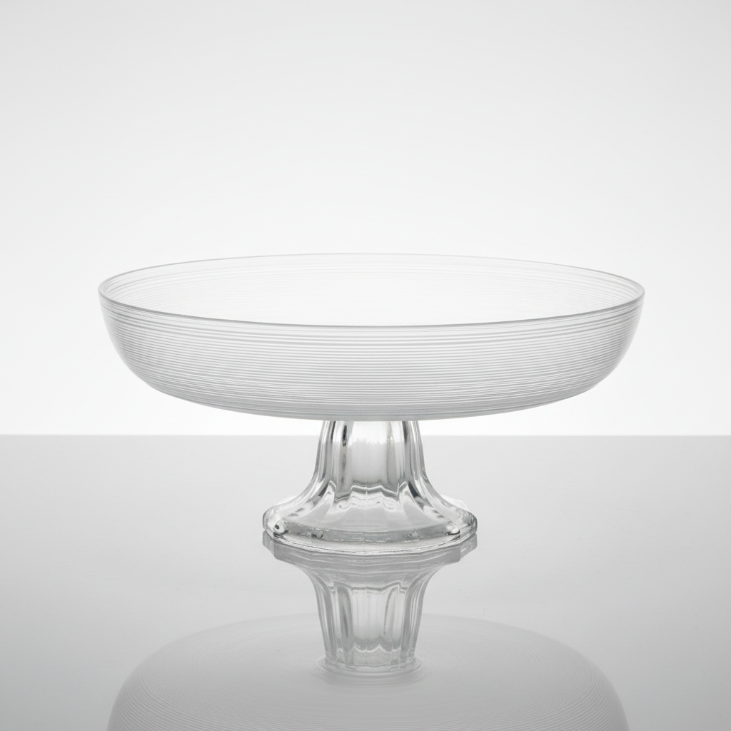 Clear Glass Footed Fruit Plate - 26×12 cm