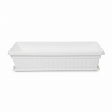 Family Plastic Winny Rectangular Planter Pot with Tray - 60×20 cm - White / Brown