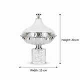 Acrylic Footed Silver Candy Bowl with Acrylic Dome Lid - 20×15 cm