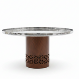 Luhpar Brown Wooden Footed Silver Stainless Steel Cake Stand - 20×12 cm