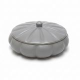 Hamid Grey Ceramic Candy Box with Lid | Scalloped Pumpkin Design | 10.25cm