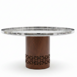 Luhpar Brown Wooden Footed Silver Stainless Steel Cake Stand - 30×17cm