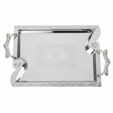 Maximan Silver Stainless Steel Serving Tray with Handles — 40×29cm