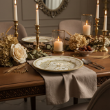 Slama Cream & Olive Gold Ceramic Dinner Plate - 28cm
