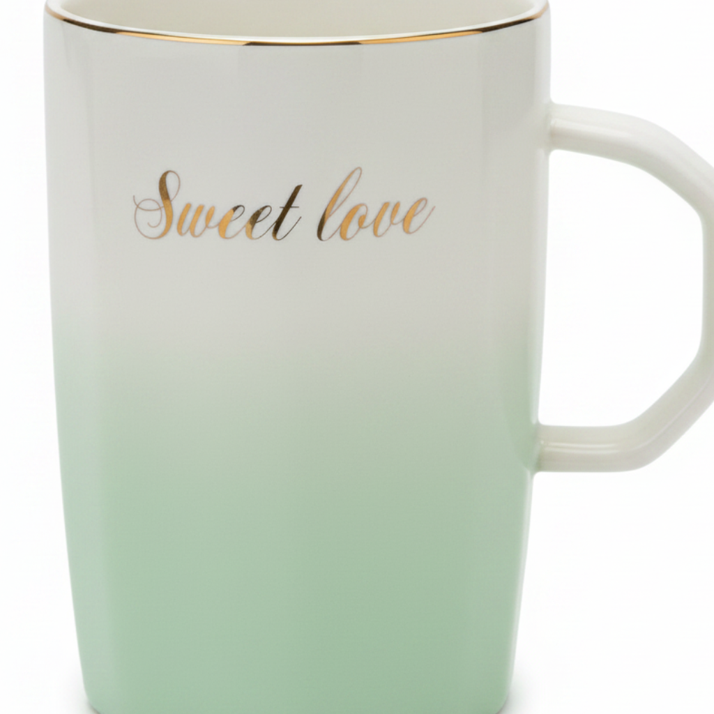 Mint Green & White Ceramic Mug - 400ml