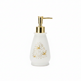 White & Gold Ceramic & Plastic Liquid Soap Dispenser – 400ml