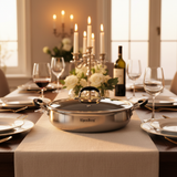 AlpenBerg Silver 3-Ply Stainless Steel Low Casserole with Glass Lid — 4.1 Litre