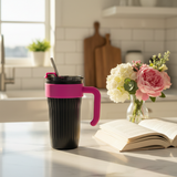 Black & Pink Plastic Travel Bottle with Straw – 900ml