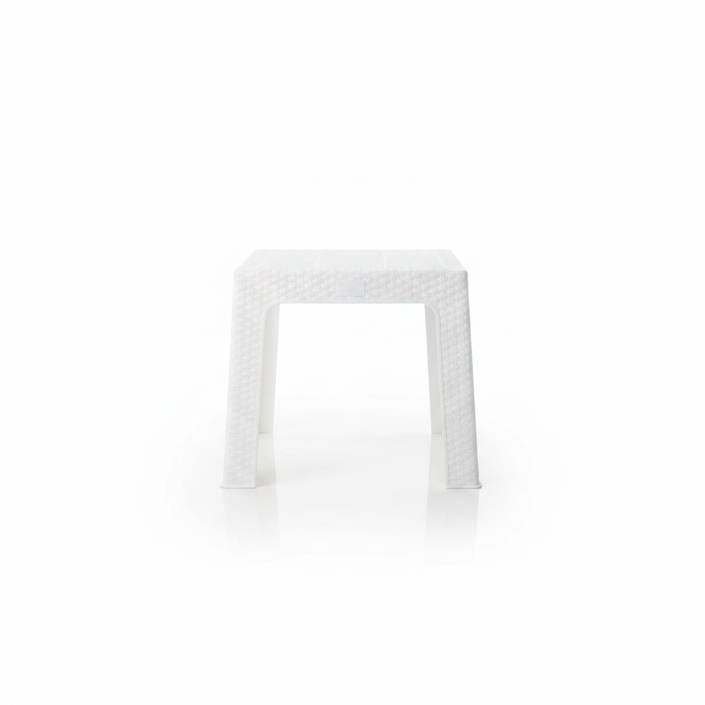 Rattan-Style Plastic Coffee Table - 43×42cm - Black / White