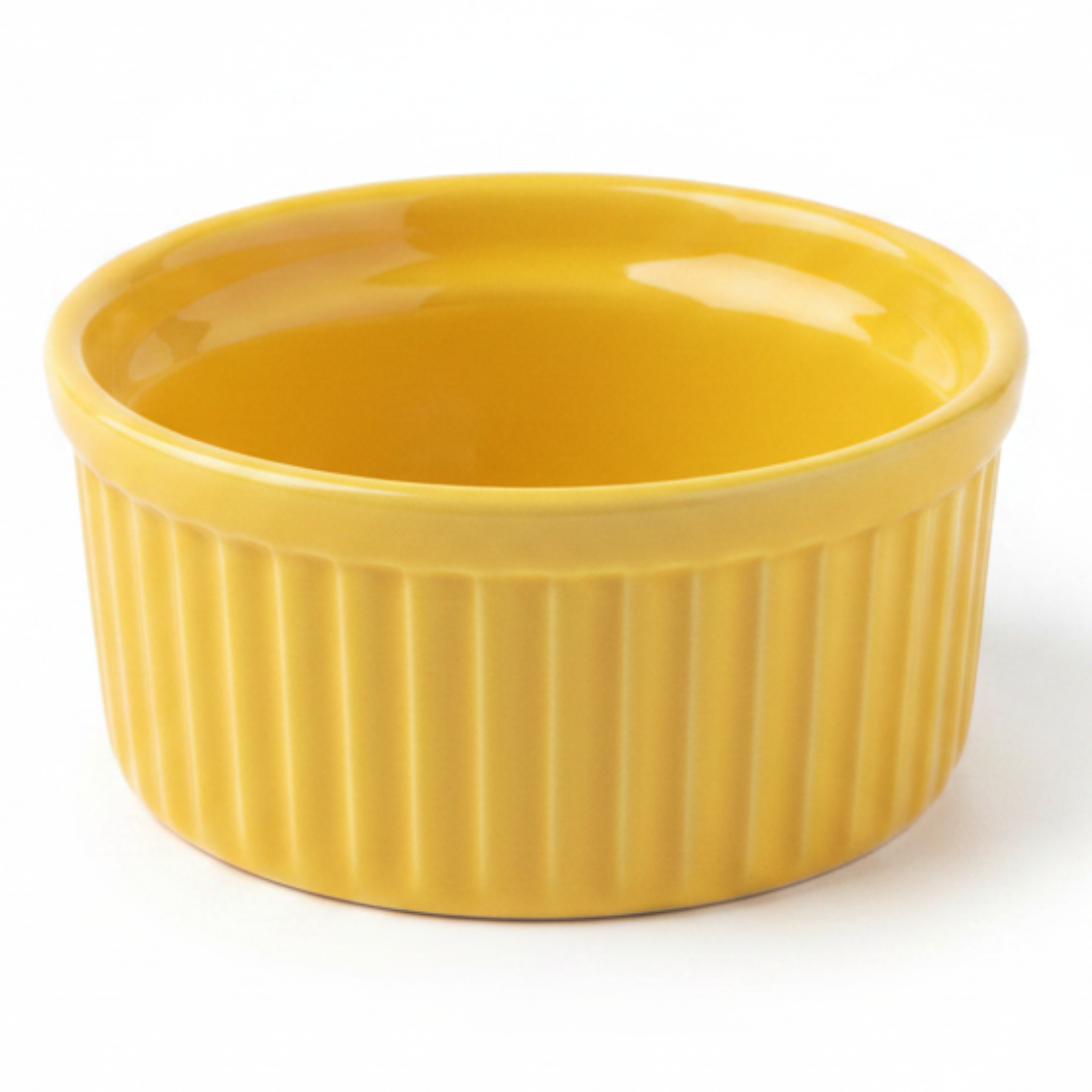 Luxehome Round Yellow Ceramic Ramekin Bowl | 9×4cm