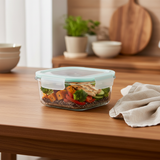 Spanis Home Square Glass Lunch Box with Airtight Clip Lid - 800ml