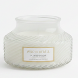 Scented Candle in Ribbed Glass Jar | Long-Lasting Home Fragrance | 8×8 cm | White Musk / Amber Myrrh / Wild Bluebell / Fresh Freesia